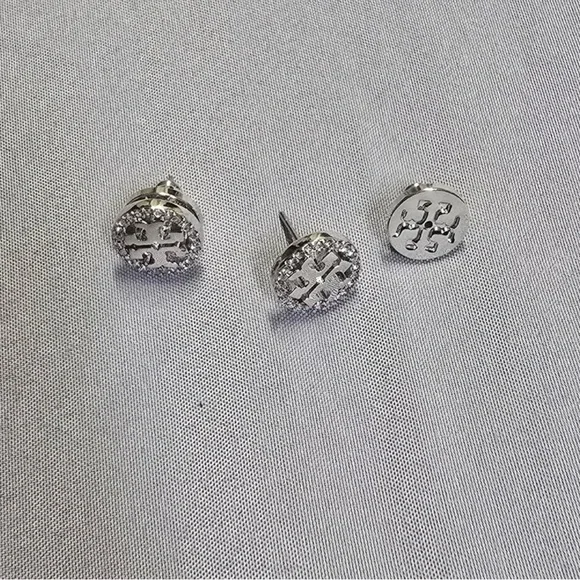 Tory Burch Crystal logo stud earrings NEW - Picture 3 of 5